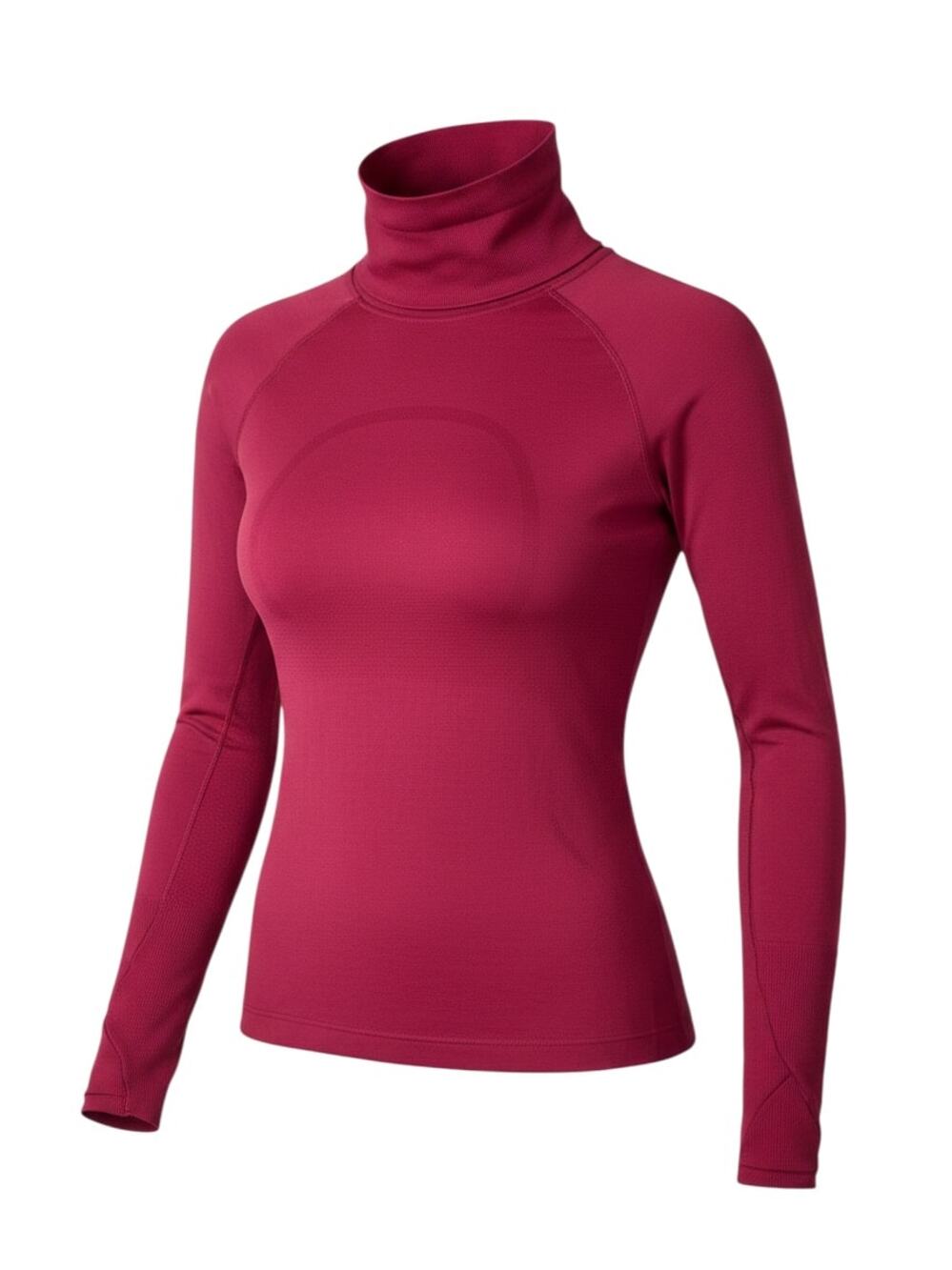 Lululemon magenta seamless knit long sleeve turtleneck athletic top.